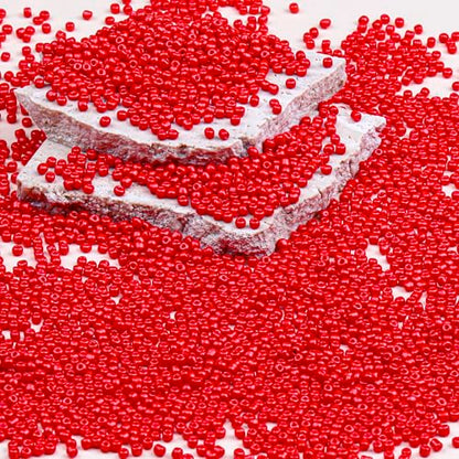 Legefo 4mm Glass Seed Beads Bulk, Bright Red 6/0 Small Mini Pony Seed Beads, Tiny Round Craft Bead for Bracelet Necklace Wrist Jewelry Making Beading Weaving DIY Crafts Supplies, 1000pcs - color: Bright Red
