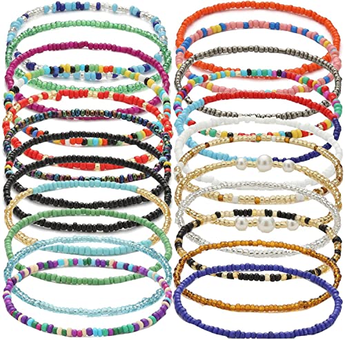 2Pc Anklet Boho Bead Elastic Beach Fashion Accessory Tool,purple