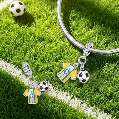 Pandach 925 Sterling Silver Charms Beads for Bracelets and Necklaces Butterfly and Headphones Pendants Clover Charms Jewelry Gift for Women - style: Soccer jerseys Charm