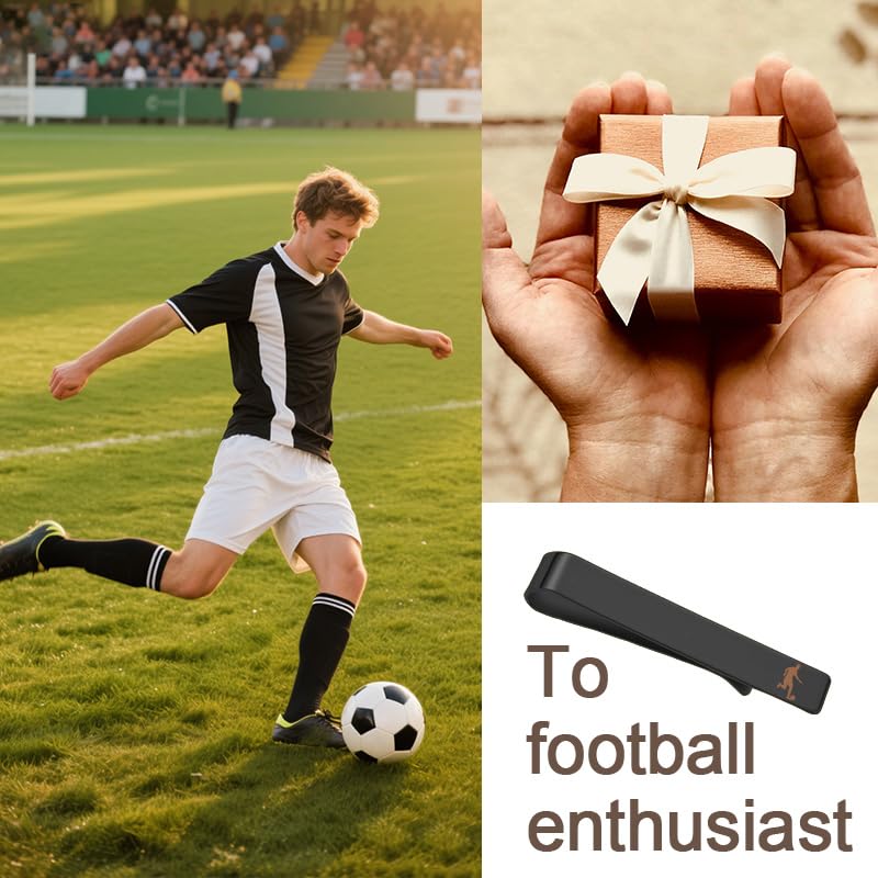 Mens Airplane Tie Clip for Boyfriend Husband Son Flight Attendant Accessories for Men - style: Black Football