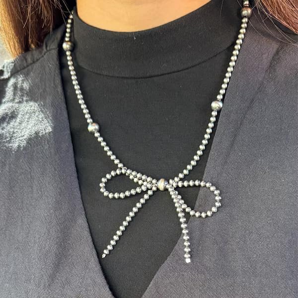 Navajo Pearl Bow Jewelry Set Western Turquoise Necklace Earring for Women Cowgirl Western Jewelry - style: Style-A