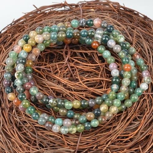 MASSIVE BEADS Handmade Yoga Stretch Elastic Bracelet Natural Stone Crystal Healing Power Energy Gifts for Unisex Adult 4mm 6mm 8mm 10mm - color: Indian Agate(Peaceful), size: 4mm