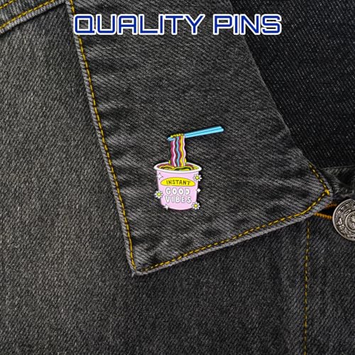 Enamel Pins, Cute Pins for Backpacks, Hat Pins, Novelty Brooch Pins, Backpack Pins, Lapel Pins for Men, Women, Girls, Boys. For Lanyard, Bags, Hats, Caps, Clothing - color: Instant Vibes Ramen