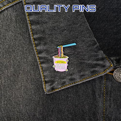 Enamel Pins, Cute Pins for Backpacks, Hat Pins, Novelty Brooch Pins, Backpack Pins, Lapel Pins for Men, Women, Girls, Boys. For Lanyard, Bags, Hats, Caps, Clothing - color: Instant Vibes Ramen