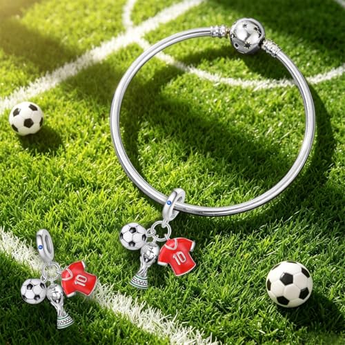 Pandach 925 Sterling Silver Charms Beads for Bracelets and Necklaces Butterfly and Headphones Pendants Clover Charms Jewelry Gift for Women - style: Soccer Champion Charm 2