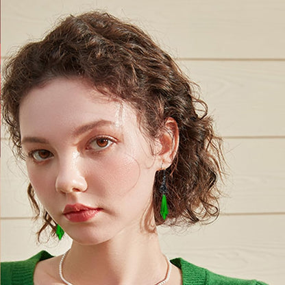 ONLYJUMP Gothic Vampire Bat Earrings Necklace Set for Women Vintage Goth Dark Bat Earrings Blood Pendant Necklaces Mystic Witch Halloween Costume Jewelry Gifts - style: Green\