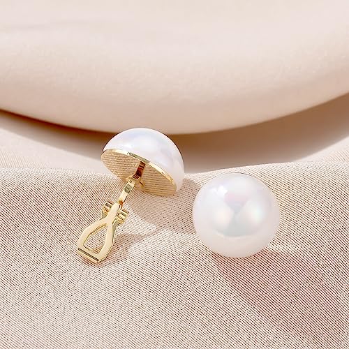 YOQUCOL Simulated Freshwater Pearl Clip On Earrings Not Pierced Elegant Stud Jewelry For Women - color: 20MM-AB Color