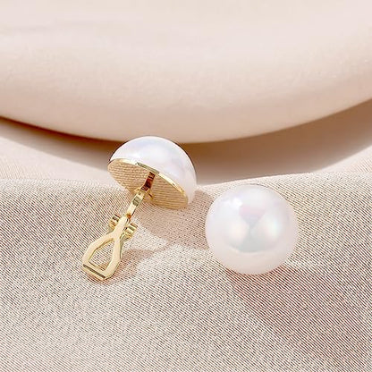 YOQUCOL Simulated Freshwater Pearl Clip On Earrings Not Pierced Elegant Stud Jewelry For Women - color: 20MM-AB Color