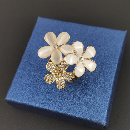 6pcs Women's Flower Faux Pearl Crystal Rhinestone Scarf Ring Buckle Clip
