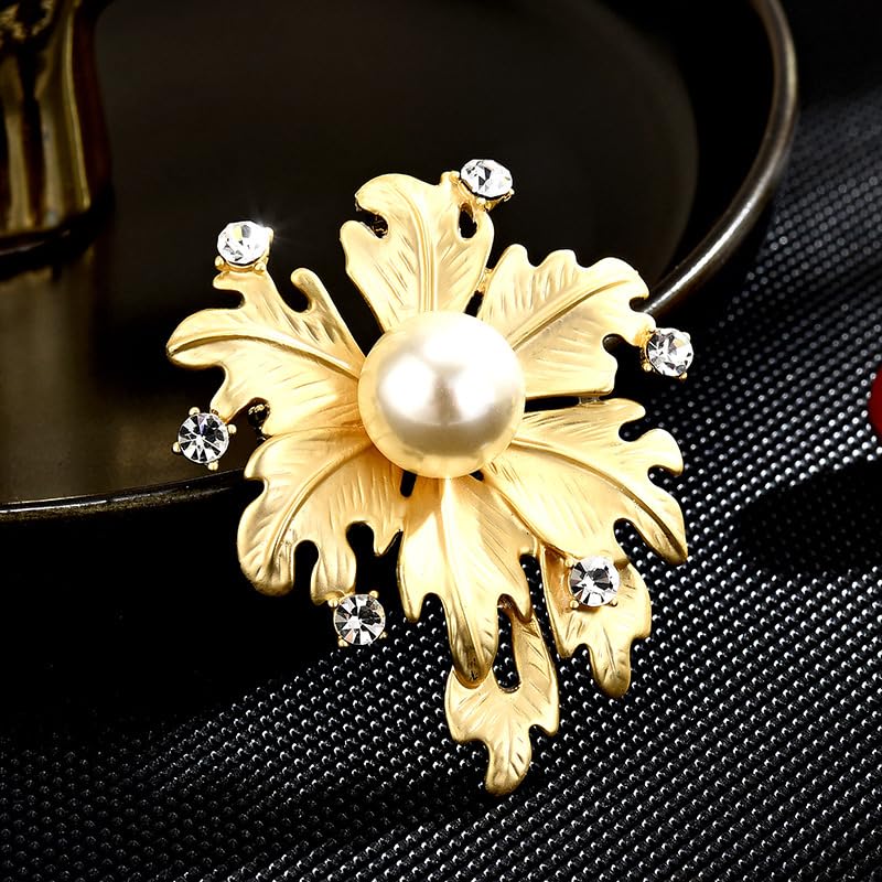 Brooches and Pins for Women Elegant Flower Pearl Brooches Costume Broches Jewelry Lady Christmas Pin for Women - style: GD-2420