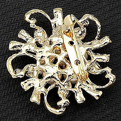 oAtm0eBcl Elegant Princess Brooch Pin, Women Luxury Glossy Faux Pearl Rhinestone Flower Bouquet Brooch Pin, Bridal Wedding Jewelry Gold