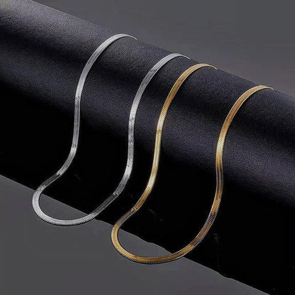 IDOKAWA 14K Gold/Silver Plated Snake Chain Necklace Herringbone Necklace Gold Choker Necklaces for Women Gifts Jewelry 3MM(W) 16"(L) - color: Silver