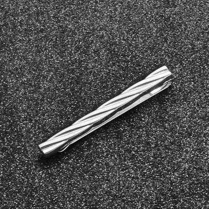 Mens Chain Tie Clips For Men Unique Silver Black Gold Tie Bar Round Stainless Steel Tie Clip - style: Simple Silver