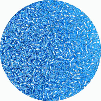 2mm Glass Seed Beads Bulk, Blue with Silver 12/0 Tiny Round Seed Bead, Small Mini Pony Craft Beads for Bracelet Necklace Wrist Jewelry Making Beading Weaving DIY Crafts Supplies - color: Blue with Silver