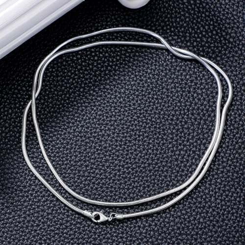 Snake Chain Sterling Silver Round Snake Chain Necklace for Men 1mm 1.5mm 2mm 2.5mm 3mm Flexible Italian Chain for Men Women - size: 18", style: Width: 1.5mm