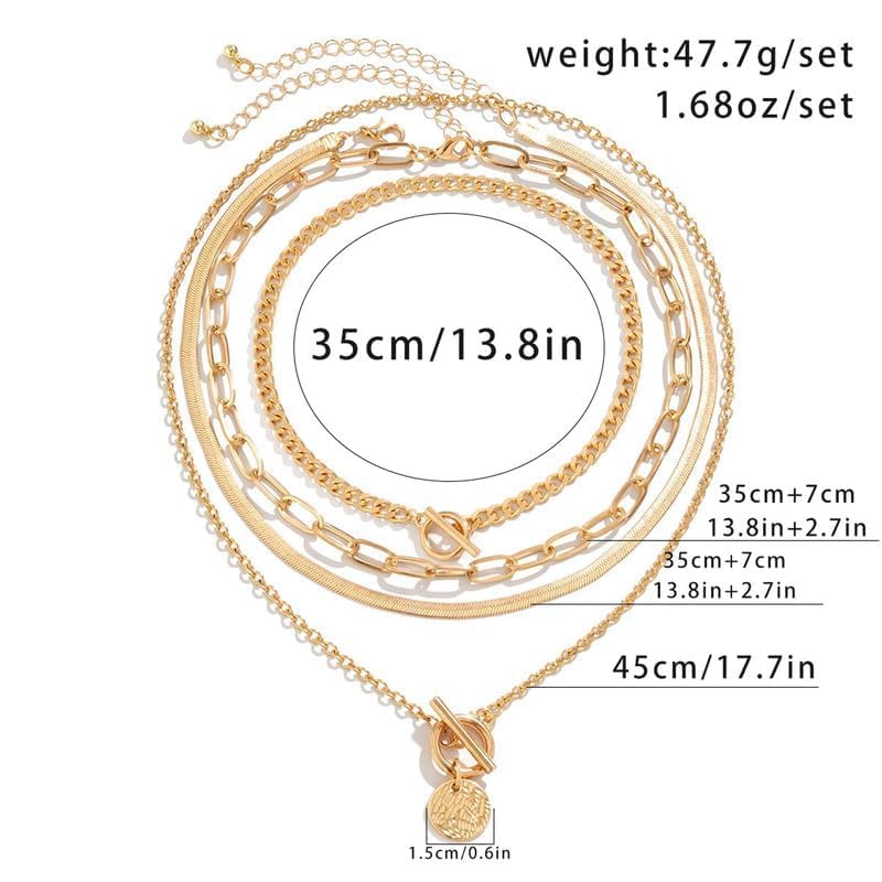 Layered Gold Necklace Set with Coin Pendant Boho Beaded Design Adjustable Chain Jewelry for Everyday Stacking Accessories - color: D