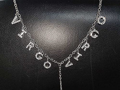 Women Sexy Rhinestone Waist Body Chain Crytal Sexy Letter Pendant Belly Waist Chain T-string Thong Body Jewelry - color: Virgo Letter