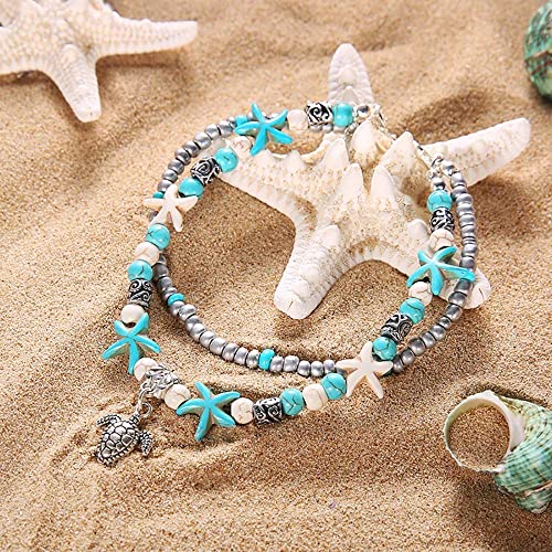 Suyi 5pcs Ankle Bracelets for Women Layered Beach Adjustable Anklets Boho Chain Anklet Foot Jewelry - color: 5pcs Set 3