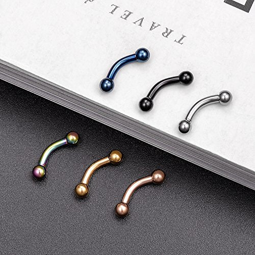 6-8-12PCS 14G 6-10mm Short Bar Tiny Heart Butterfly Evil Eye Devil Heart Snake Skull CZ Skull hand with Gem ball Stainless Steel Belly Button Rings Navel Rings for Women Barbell Eyebrow Body Piercing Jewelry - color: A1:6pcs,Short Bar Steel Ball