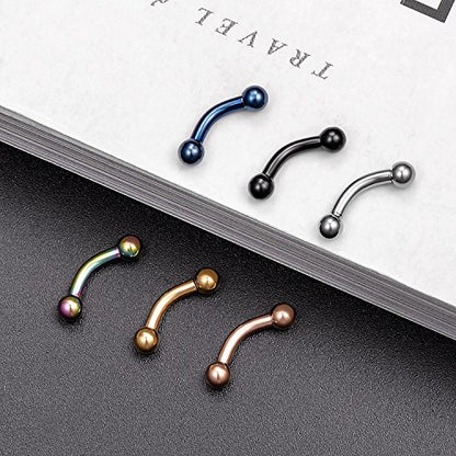 6-8-12PCS 14G 6-10mm Short Bar Tiny Heart Butterfly Evil Eye Devil Heart Snake Skull CZ Skull hand with Gem ball Stainless Steel Belly Button Rings Navel Rings for Women Barbell Eyebrow Body Piercing Jewelry - color: A1:6pcs,Short Bar Steel Ball