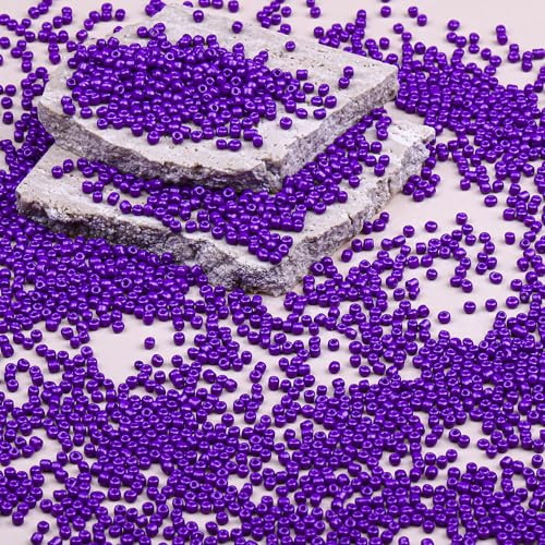 Legefo 4mm Glass Seed Beads Bulk, Purple 6/0 Small Mini Pony Seed Beads, Tiny Round Craft Bead for Bracelet Necklace Wrist Jewelry Making Beading Weaving DIY Crafts Supplies, 1000pcs - color: Purple