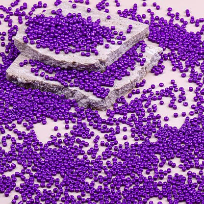 Legefo 4mm Glass Seed Beads Bulk, Purple 6/0 Small Mini Pony Seed Beads, Tiny Round Craft Bead for Bracelet Necklace Wrist Jewelry Making Beading Weaving DIY Crafts Supplies, 1000pcs - color: Purple