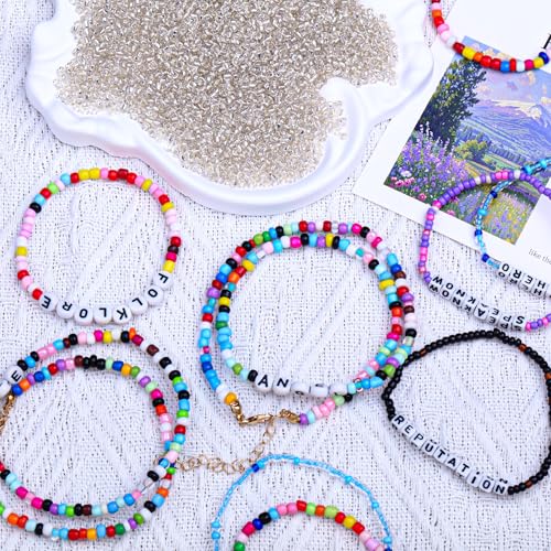 2000pcs Glass Seed Beads Bulk, 4mm 6/0 Mini Pony Spacer Small Individual Color Seed Beads for DIY Bracelet Necklaces Wrist Jewelry Making, Frosted Silver White - color: Frosted Silver White