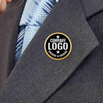 Custom Pins with Logo - Customized Buttons for men Women Customized pin - color: Round and Gold