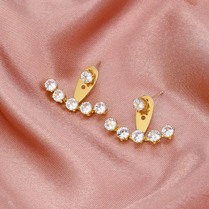 Rhinestone Star Jacket Statement Earrings for Women,14K Gold Cubic Zirconia Climber Stud Jewelry Party Prom Fashion Cartilage Earring Gifts - style: B