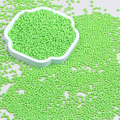 2mm Glass Seed Beads Bulk, Bright Green 12/0 Tiny Round Seed Bead, Small Mini Pony Craft Beads for Bracelet Necklace Wrist Jewelry Making Beading Weaving DIY Crafts Supplies - color: Bright Green