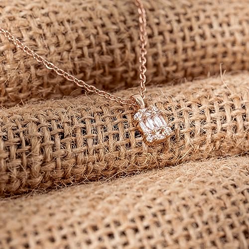 Tewiky Pendant Necklace for Women 14k Gold Plated Chain Choker Necklaces | Dainty Necklaces,Aesthetic Simple Necklace,Jewelry Gifts for Women - color: roes gold CZ