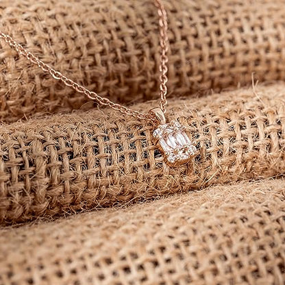 Tewiky Pendant Necklace for Women 14k Gold Plated Chain Choker Necklaces | Dainty Necklaces,Aesthetic Simple Necklace,Jewelry Gifts for Women - color: roes gold CZ