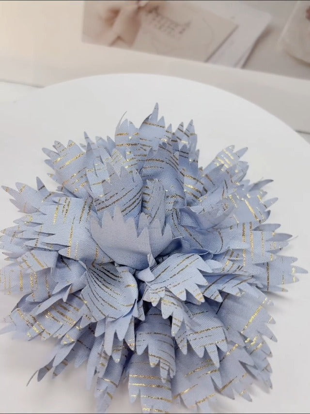 12cm Holiday Handmade Fabric Flower Brooch Pin for Women Girls Fashion Gold Thread Stripes Peony Brooches Lapel Hair Pins Dainty Anniversary Wedding Festival Dress Accessories Gift - color: Orange