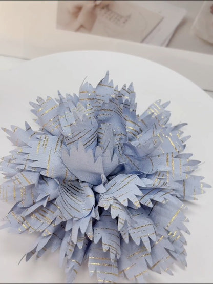 12cm Holiday Handmade Fabric Flower Brooch Pin for Women Girls Fashion Gold Thread Stripes Peony Brooches Lapel Hair Pins Dainty Anniversary Wedding Festival Dress Accessories Gift - color: Orange