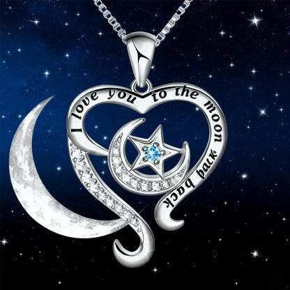 Yocoyee I Love You to the Moon and Back Heart shape Pendant Necklace Moon Star Charms Crystal Love Necklace for Women - style: BB