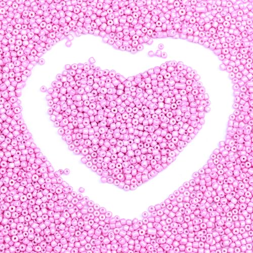 2mm Glass Seed Beads Bulk, Light Pink 12/0 Tiny Round Seed Bead, Small Mini Pony Craft Beads for Bracelet Necklace Wrist Jewelry Making Beading Weaving DIY Crafts Supplies - color: Light Pink