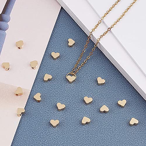 PH PandaHall 60pcs 14K Gold Plated Heart Beads, Heart Spacer Beads 6x7mm Metal Love Brass Loose Bead for Necklace Bracelet Wedding Birthday Christmas Jewelry Making (Pack of 2) - size: 6x7mm (Pack of 2)