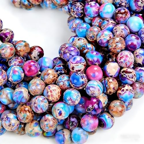 Zenkeeper 116 Pcs Sea Sediment Imperial Jasper Beads for Jewelry Making 6 MM Colorful Imperial Jasper Gemstones Loose Stone Beads - color: Colorful Imperial Jasper, size: 6MM, 116-120pcs