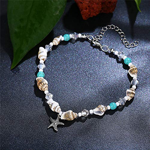 Softones Blue Starfish Turtle Anklet Multilayer Charm Beads Sea Handmade Boho Anklet Foot Jewelry for Women - style: I:Star2