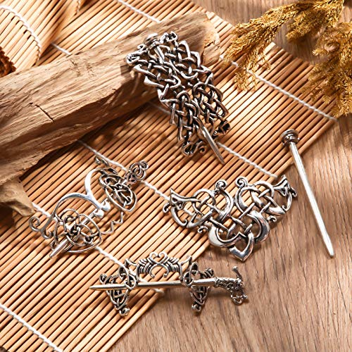 Syhood 6 Pieces Vintage Silver Celtic Hair Slide Hairpin Celtic Knot Hair Stick Creative Barrette Metal Stick Clips Hairpin Accessories for Women - style: Elegant