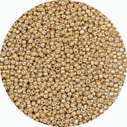 2mm Glass Seed Beads Bulk, Gold 12/0 Tiny Round Seed Bead, Small Mini Pony Craft Beads for Bracelet Necklace Wrist Jewelry Making Beading Weaving DIY Crafts Supplies - color: Gold