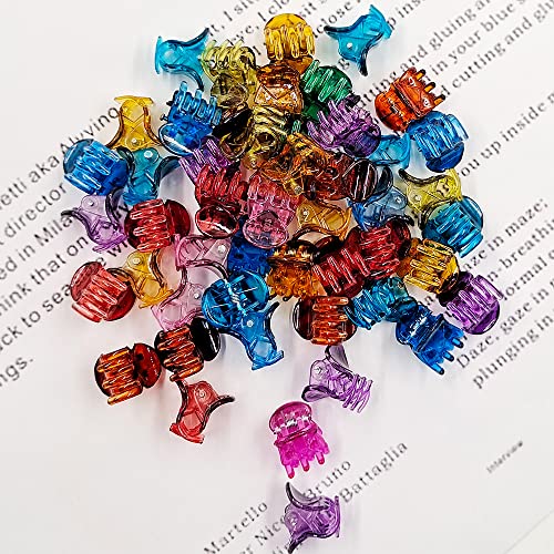 50 PCS Mini Hair Claw Clips， Bangs Strong Grip Multifunction Clamp Clips. (Transparent color) - color: Transparent color