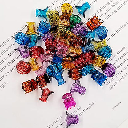 50 PCS Mini Hair Claw Clips， Bangs Strong Grip Multifunction Clamp Clips. (Transparent color) - color: Transparent color