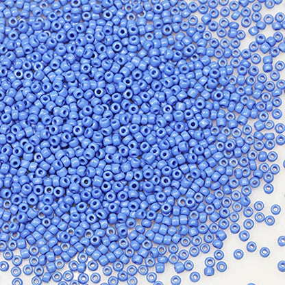 Bala&Fillic Opaque Blue 3mm Seed Beads About 3600pcs/100Grams in Bag, 8/0 Glass Craft Beads for Making Bracelet and Necklace (Blue) - color: Blue