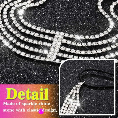 GORTIN Rhinestones Head Chain Crystal Headband Headpiece Sparkle Bridal Wedding Hair Chain Prom Hair Accessories for Women (Silver) - color: Silver
