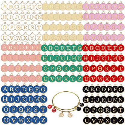 Bucherry 208 Pcs Letter Metal Charms for Jewelry Making Mix Initial Double Side Charms for DIY Bracelet Necklace Making - color: Dark Pink, style: Letter