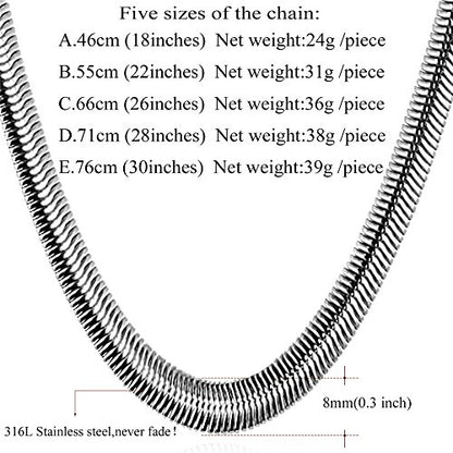 U7 Cuban Link Chain for Men Women Stainless Steel Curb Necklace, 7/9/12/15 MM Chunky Chain Silver/Gold/Black Mens Hip Hop Jewelry 18''-30'' - color: i. 8mm-silver, size: 22 Inch