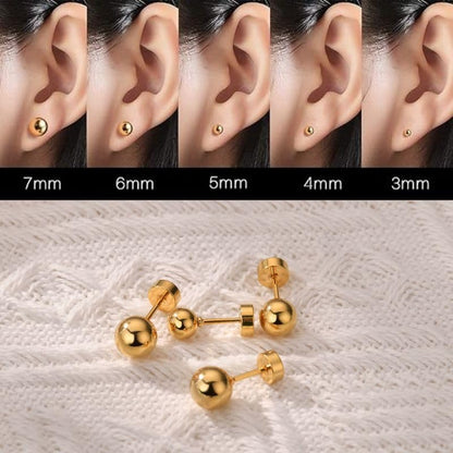 JINERA 5 Pairs Stud Earrings for Women 14K Plated Gold/Silver Pearl Ball Small Stud Earrings Set Cartilage Piercing Hypoallergenic Lightweight Flatback Earrings Jewelry Gifts for Women - color: 5 Pairs Flat Back Earrings - Gold