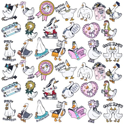 Landical 60 Pcs Western Lapel Enamel Pins Bulk Silly Goose Derby Horse Camping Coastal Cowgirl Cowboy Hat Pins for Clothing Bag Truck Hat Decor Jewelry Party Favors Gift - style: Silly Goose