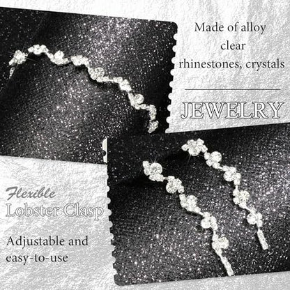 Rhinestone Jewelry Set Crystal Pearl Necklace Bracelet Earrings | Sparkly Necklace Dangle Earrings,Wedding Prom Formal Costume Jewelry Sets for Women - color: Silver3